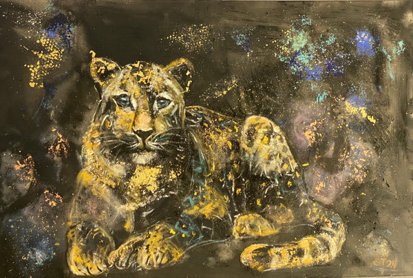 Leopard – Original-Kunstwerk aus der Serie Cosmics von Sandra Thaler